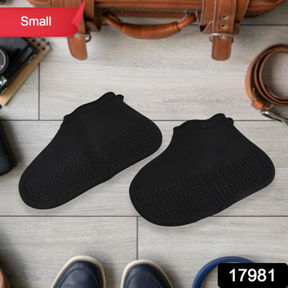 Non-Slip Silicone Waterproof Anti-Skid Reusable Shoe Covers (Small, 1 Pair)