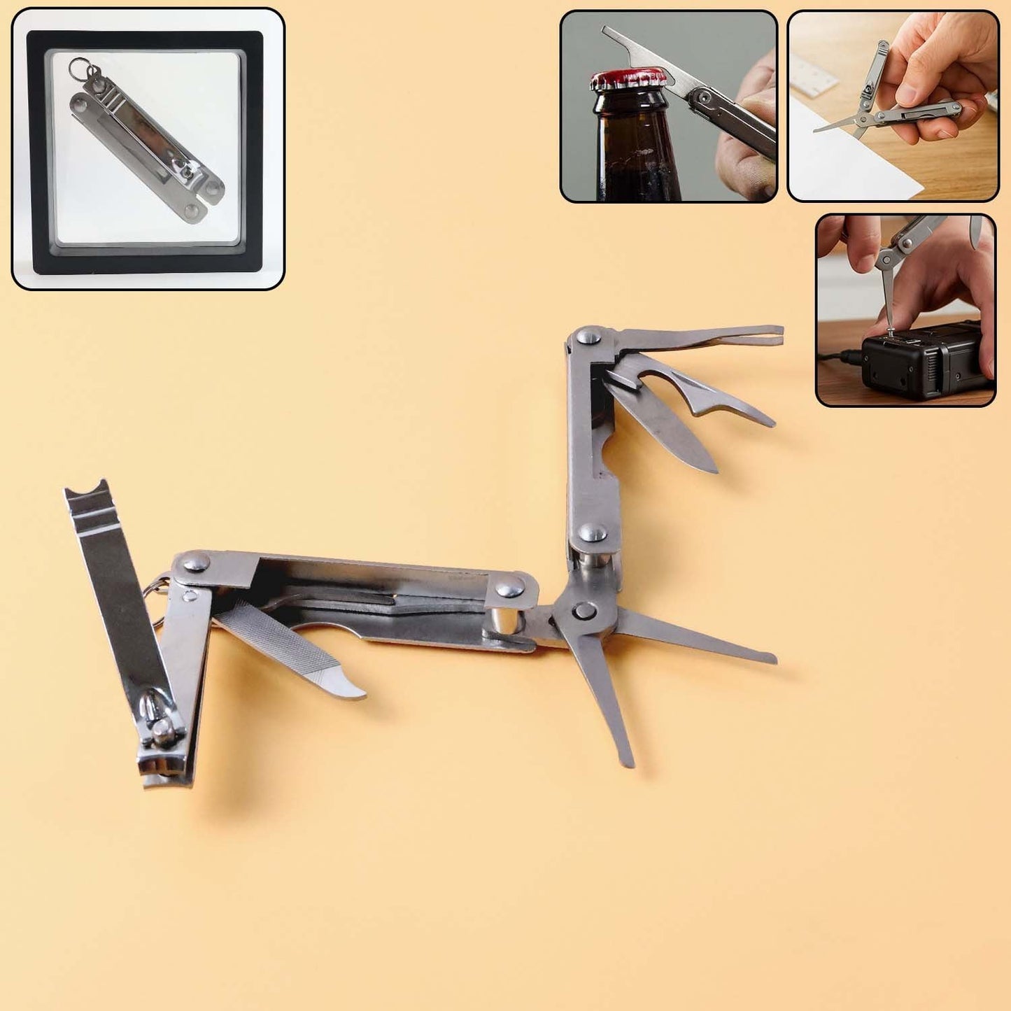 Stainless Steel 8-in-1 Multipurpose Pocket Tool Kit