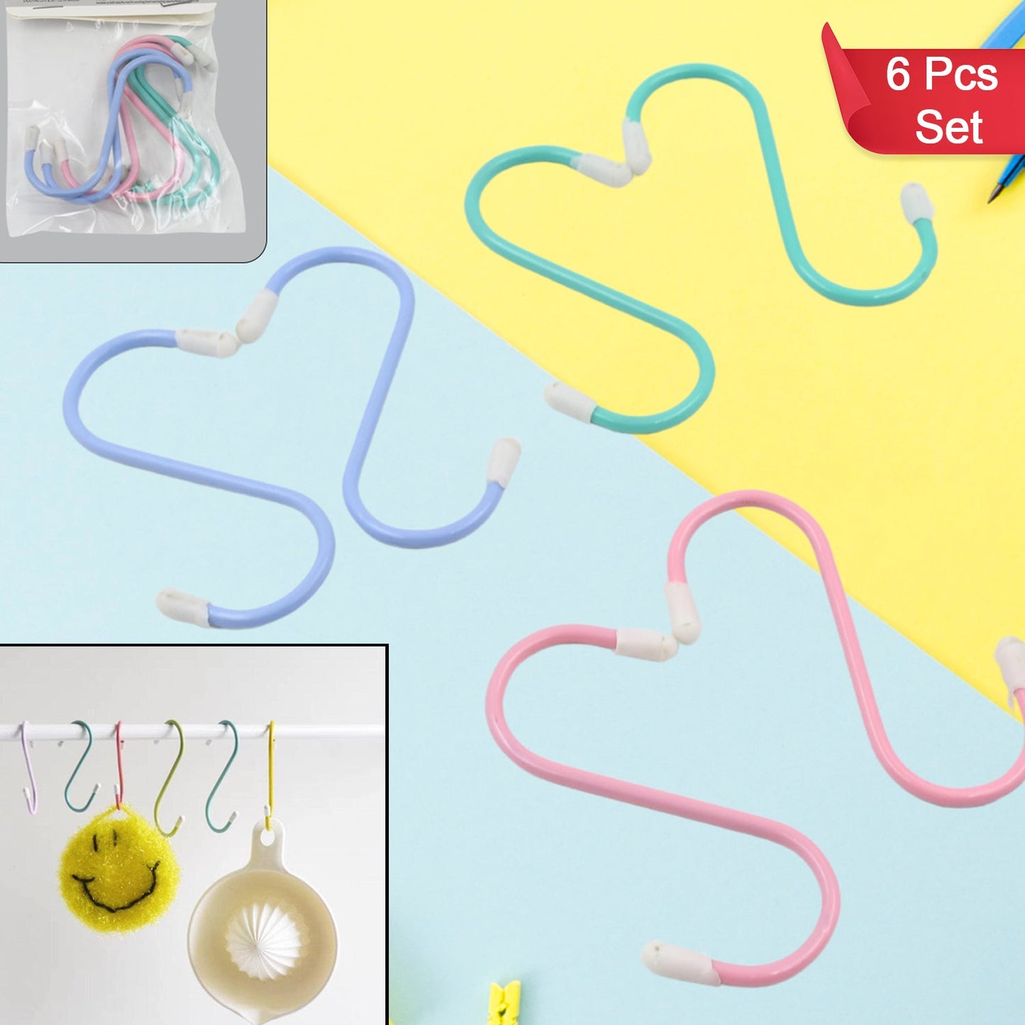 S Shape Metal Hooks for Hanging, Heavy Duty S Shaped Hooks (6 Pcs Set)
